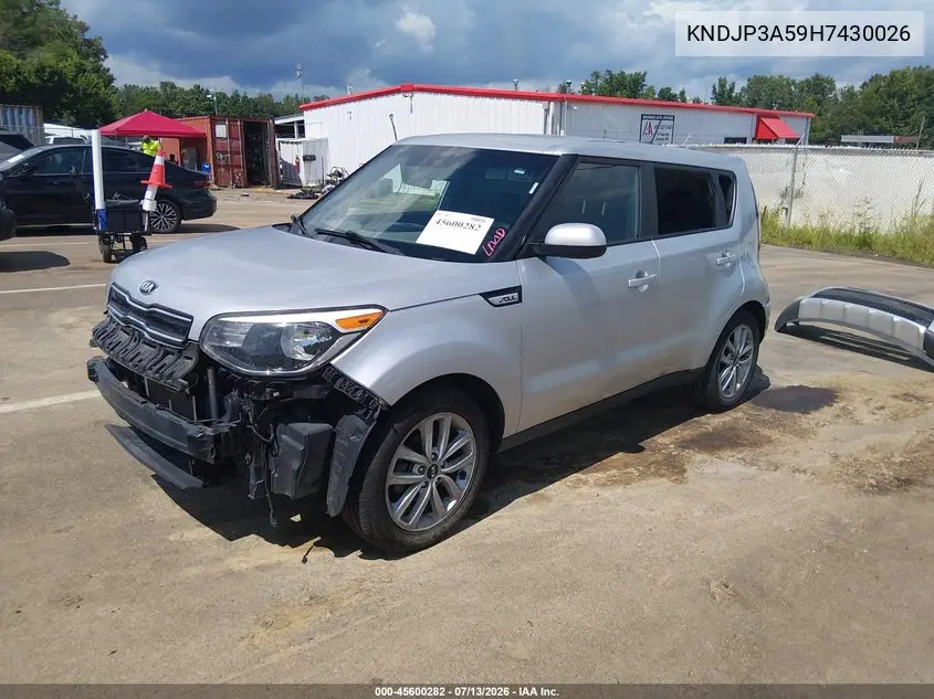 2017 Kia Soul + VIN: KNDJP3A59H7430026 Lot: 45600282