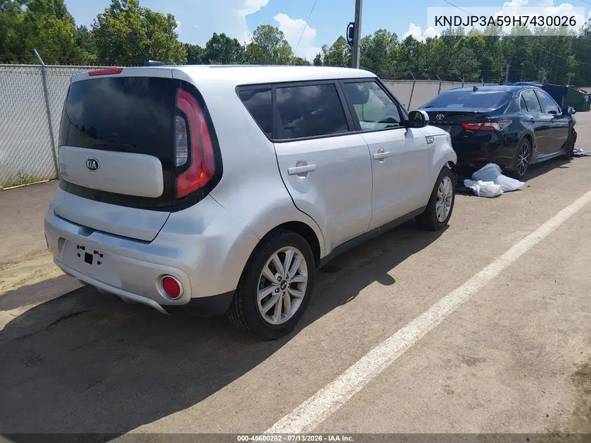 2017 Kia Soul + VIN: KNDJP3A59H7430026 Lot: 45600282