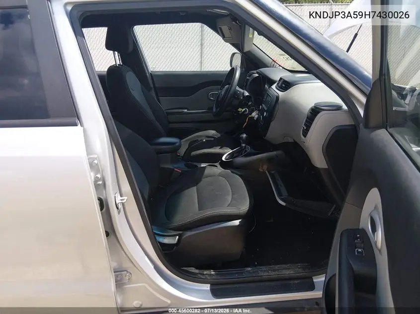 2017 Kia Soul + VIN: KNDJP3A59H7430026 Lot: 45600282