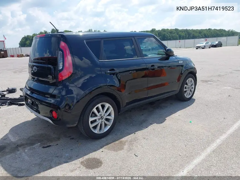 2017 Kia Soul + VIN: KNDJP3A51H7419523 Lot: 45614895