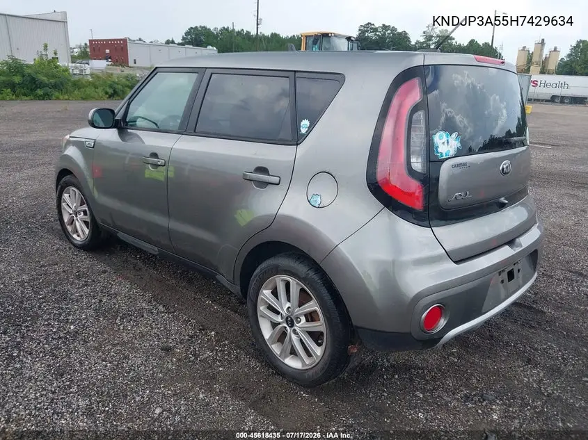 2017 Kia Soul + VIN: KNDJP3A55H7429634 Lot: 45618435