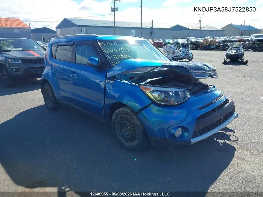 2018 Kia Soul + VIN: KNDJP3A58J7522850 Lot: 12606955