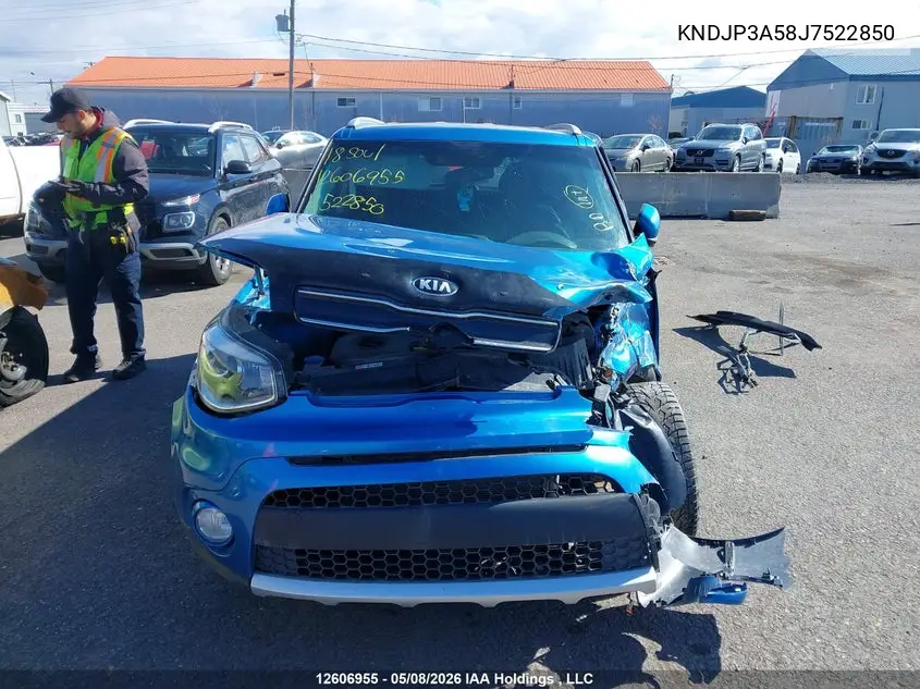 2018 Kia Soul + VIN: KNDJP3A58J7522850 Lot: 12606955