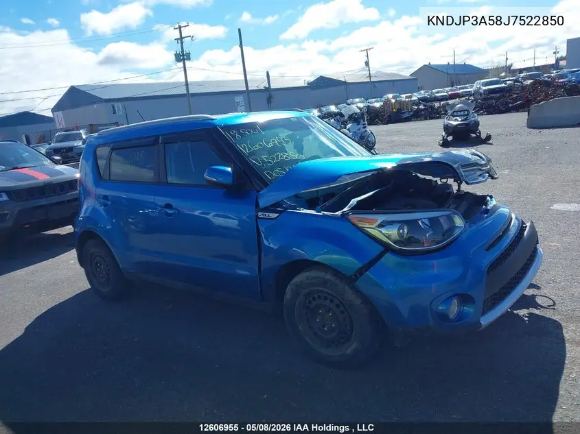 2018 Kia Soul + VIN: KNDJP3A58J7522850 Lot: 12606955