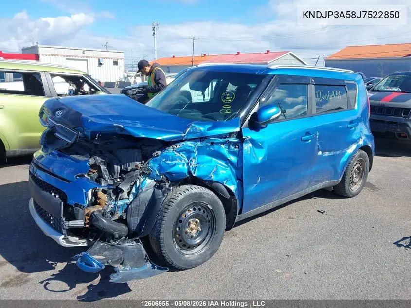 2018 Kia Soul + VIN: KNDJP3A58J7522850 Lot: 12606955