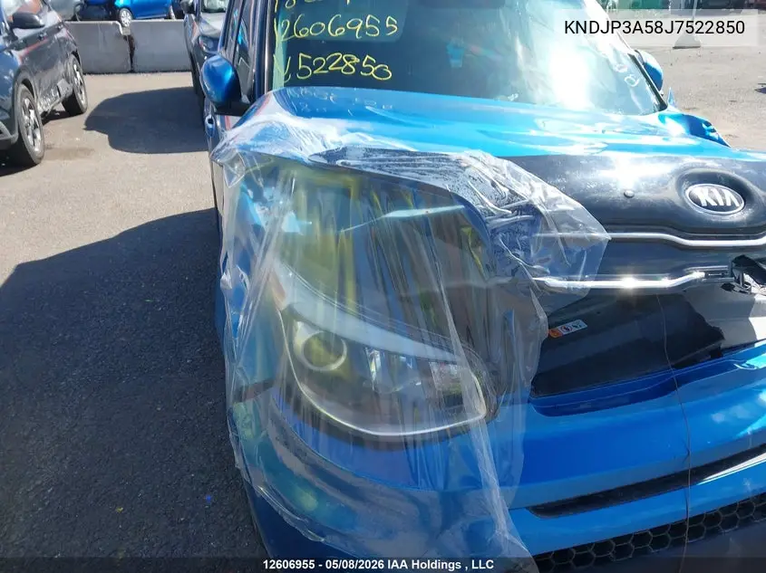 2018 Kia Soul + VIN: KNDJP3A58J7522850 Lot: 12606955