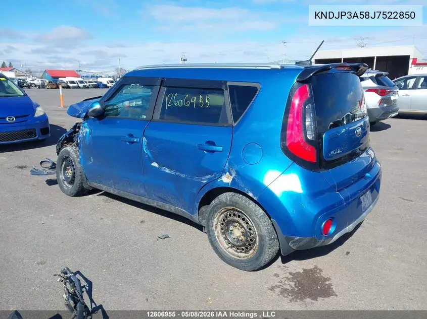 2018 Kia Soul + VIN: KNDJP3A58J7522850 Lot: 12606955