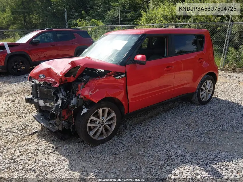 2018 Kia Soul + VIN: KNDJP3A53J7504725 Lot: 45659276