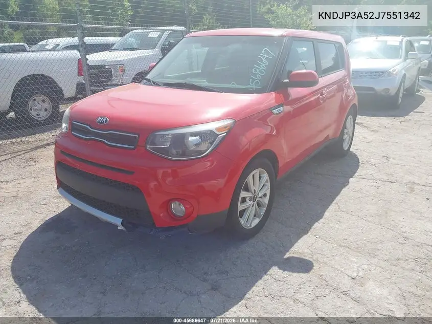 2018 Kia Soul + VIN: KNDJP3A52J7551342 Lot: 45686647