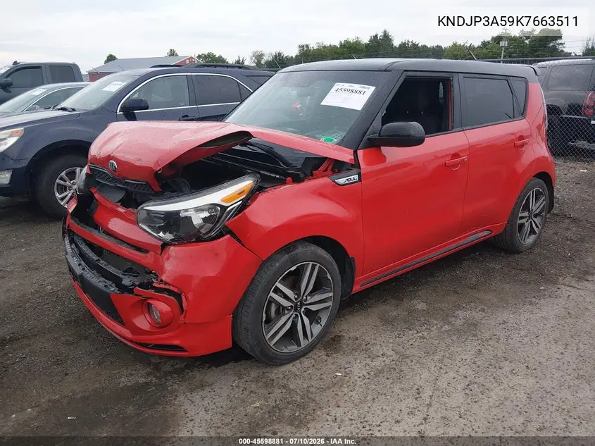 2019 Kia Soul + VIN: KNDJP3A59K7663511 Lot: 45598881