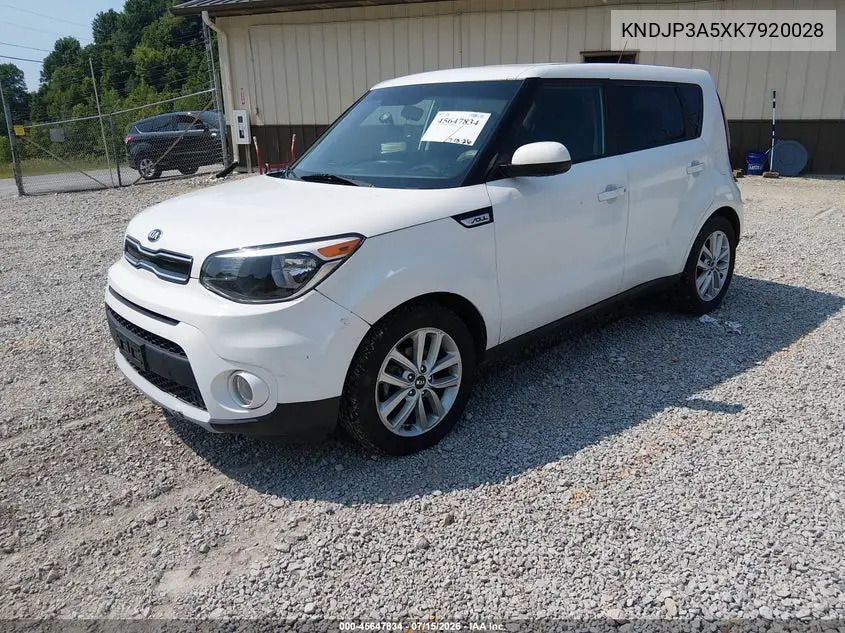 2019 Kia Soul + VIN: KNDJP3A5XK7920028 Lot: 45647834