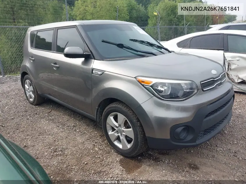 2019 Kia Soul VIN: KNDJN2A26K7651841 Lot: 45661576