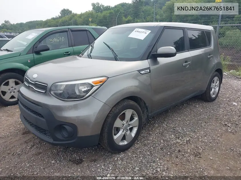 2019 Kia Soul VIN: KNDJN2A26K7651841 Lot: 45661576