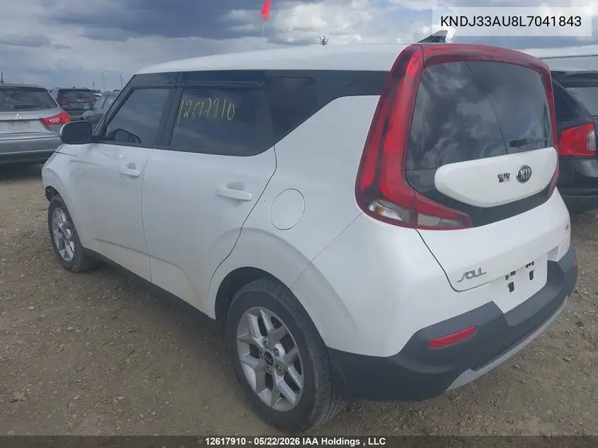 2020 Kia Soul Ex/Ex Anniversary Edition/Ex Limited/Ex Premium/Ex+/Gt-Line Limited/Gt-Line Premium VIN: KNDJ33AU8L7041843 Lot: 12617910x