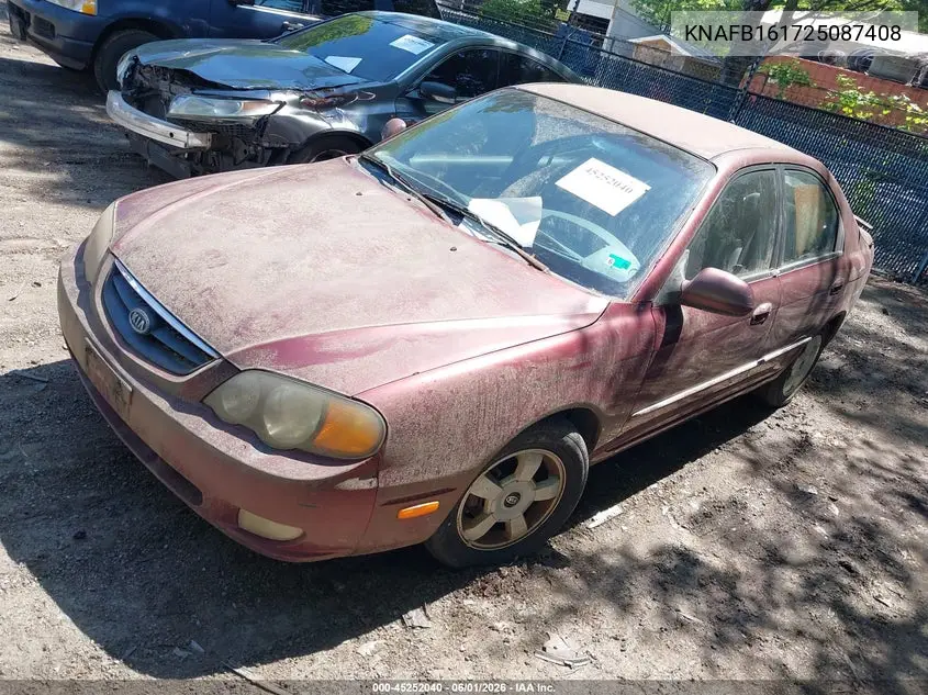 2002 Kia Spectra Gs/Gsx VIN: KNAFB161725087408 Lot: 45252040