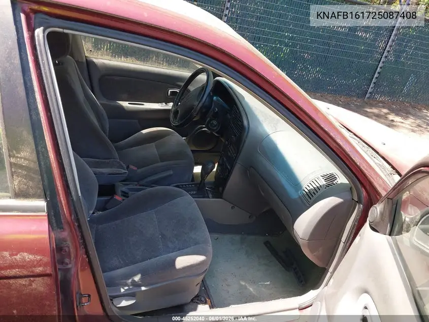 2002 Kia Spectra Gs/Gsx VIN: KNAFB161725087408 Lot: 45252040
