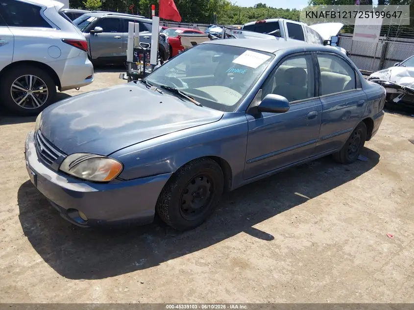 2002 Kia Spectra Ls VIN: KNAFB121725199647 Lot: 45339103