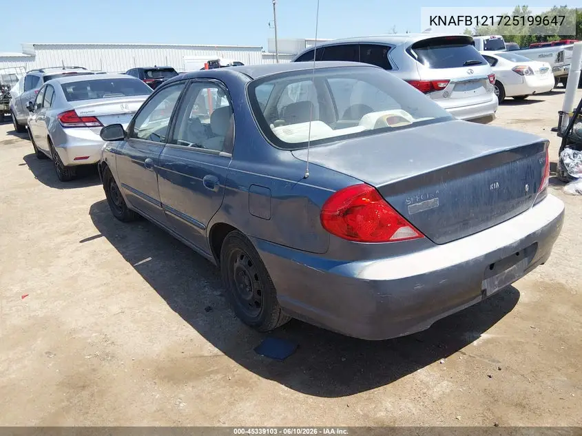 2002 Kia Spectra Ls VIN: KNAFB121725199647 Lot: 45339103
