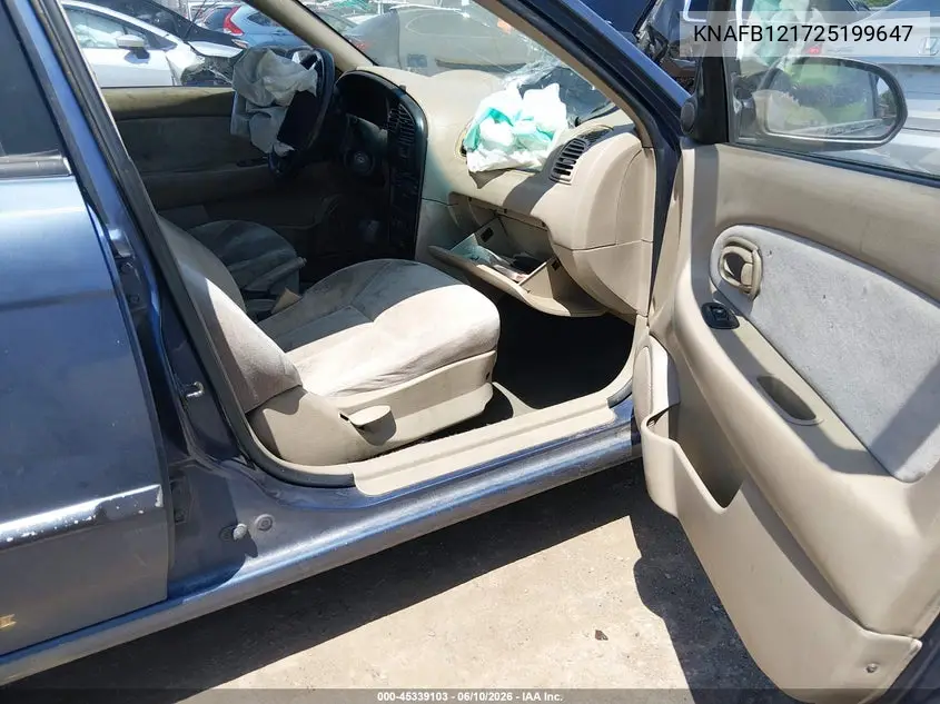 2002 Kia Spectra Ls VIN: KNAFB121725199647 Lot: 45339103