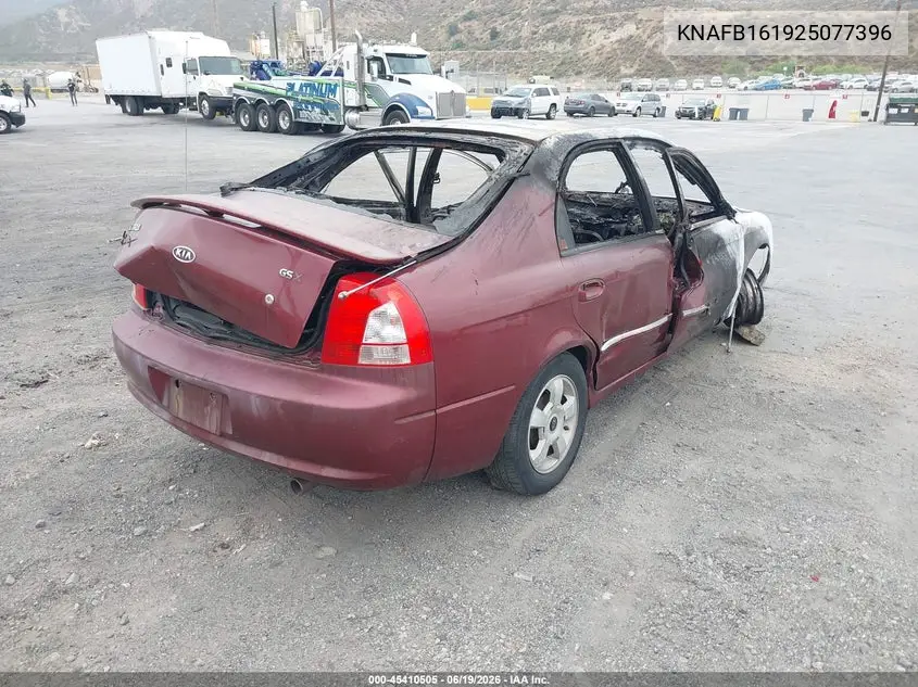 2002 Kia Spectra Gs/Gsx VIN: KNAFB161925077396 Lot: 45410505
