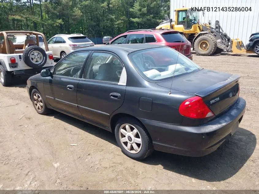 2003 Kia Spectra Ls VIN: KNAFB121435286004 Lot: 45461681
