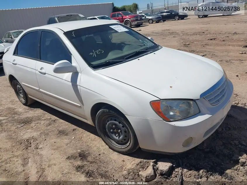 2004 Kia Spectra Ex/Lx VIN: KNAFE121445025738 Lot: 44707542