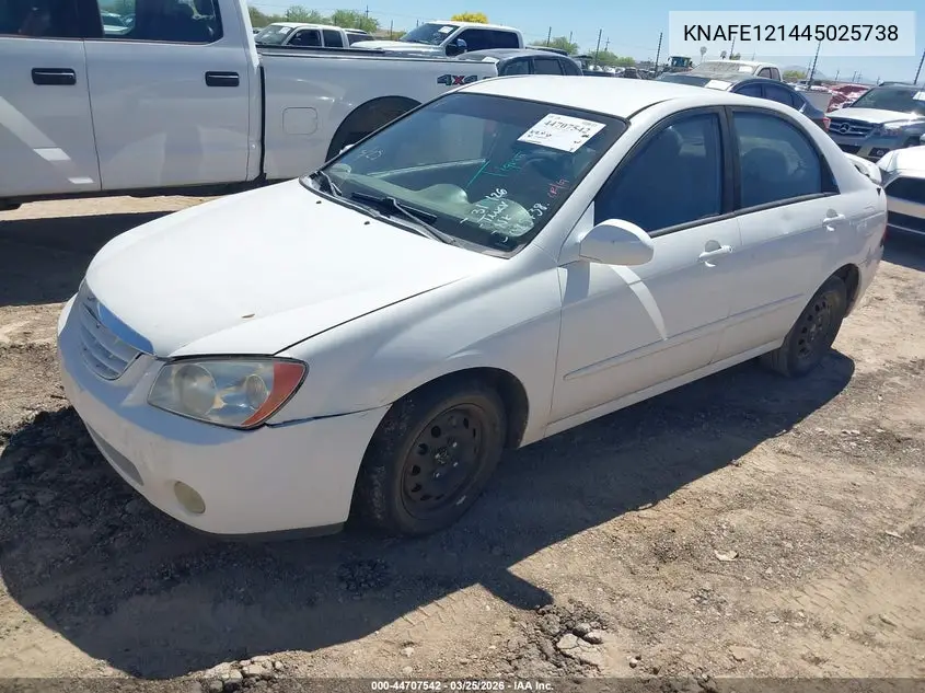 2004 Kia Spectra Ex/Lx VIN: KNAFE121445025738 Lot: 44707542