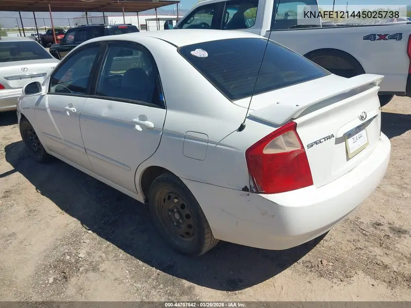 2004 Kia Spectra Ex/Lx VIN: KNAFE121445025738 Lot: 44707542
