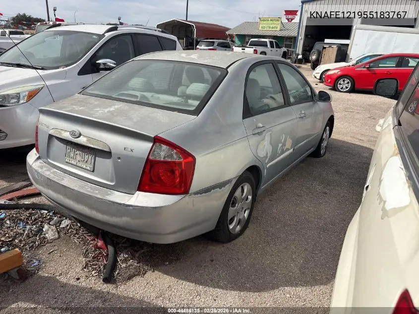 2005 Kia Spectra Ex/Lx/Sx VIN: KNAFE121955183767 Lot: 44486135
