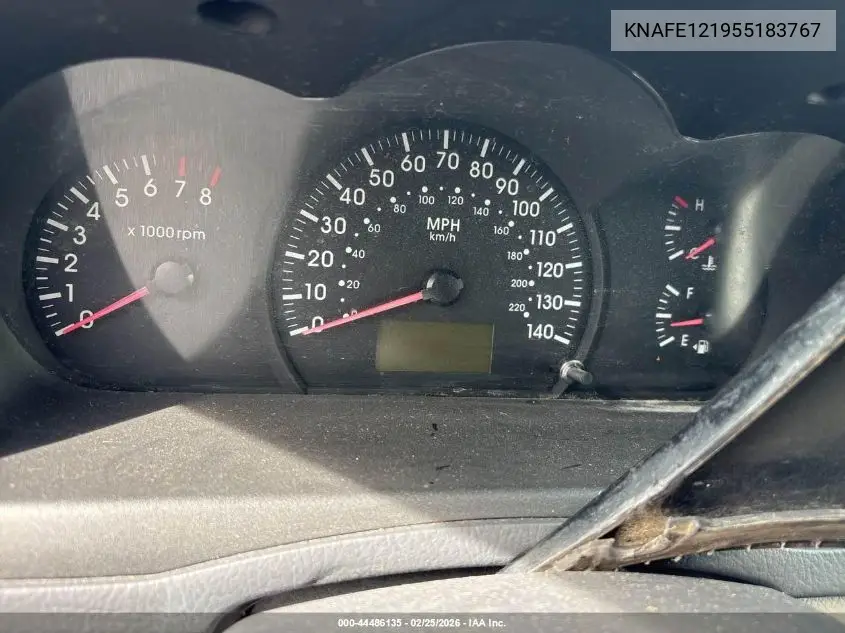 2005 Kia Spectra Ex/Lx/Sx VIN: KNAFE121955183767 Lot: 44486135