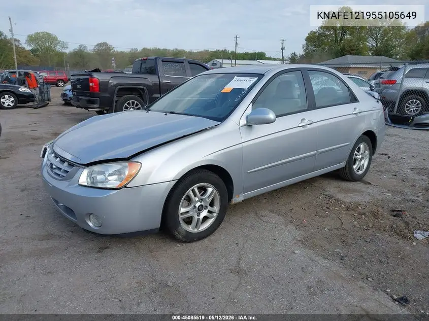 2005 Kia Spectra Ex/Lx/Sx VIN: KNAFE121955105649 Lot: 45085519