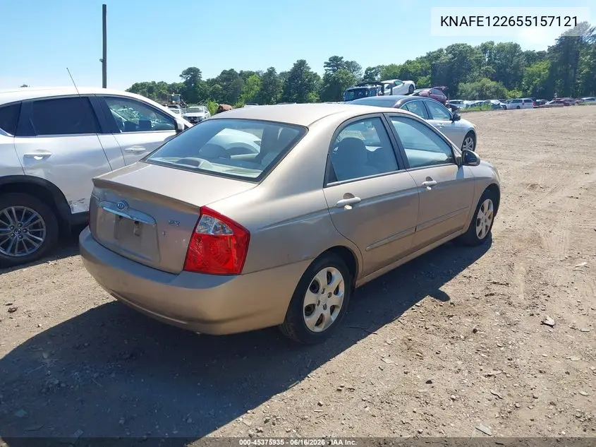 2005 Kia Spectra Ex/Lx/Sx VIN: KNAFE122655157121 Lot: 45375935