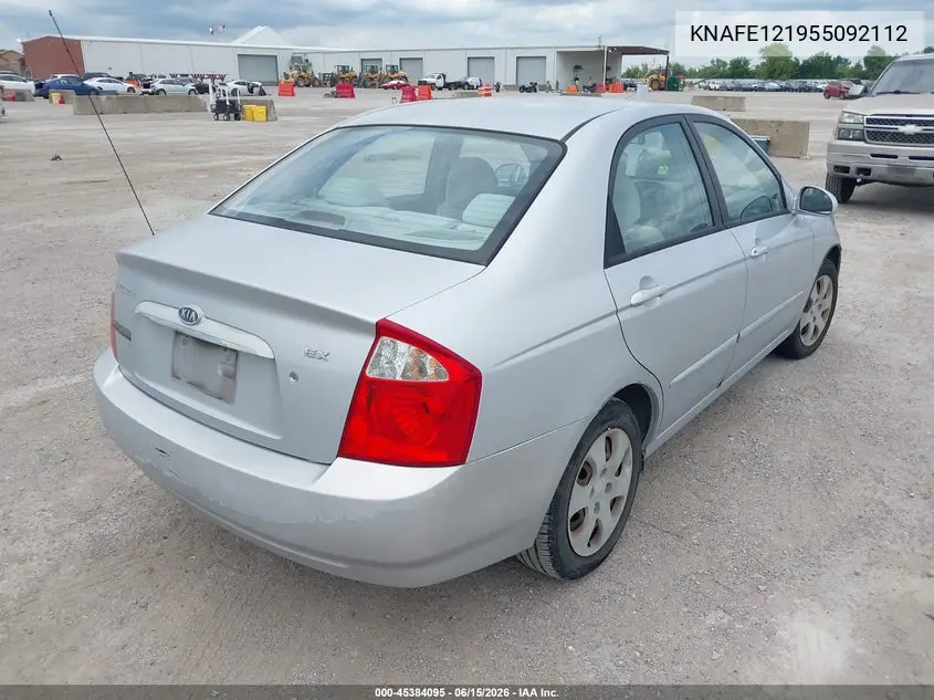 2005 Kia Spectra Ex/Lx/Sx VIN: KNAFE121955092112 Lot: 45384095