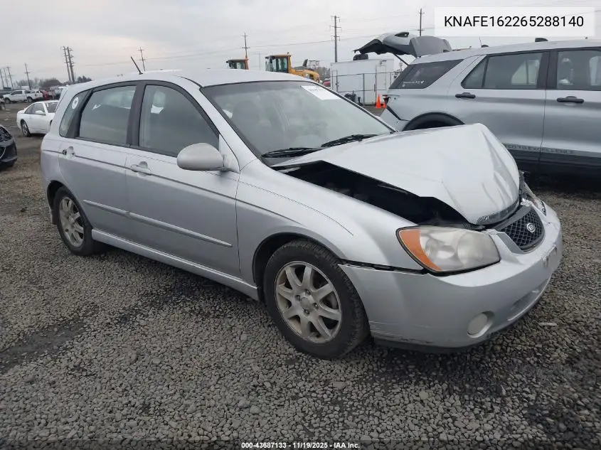 2006 Kia Spectra5 VIN: KNAFE162265288140 Lot: 43687133