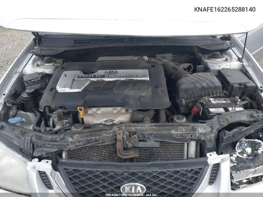 2006 Kia Spectra5 VIN: KNAFE162265288140 Lot: 43687133