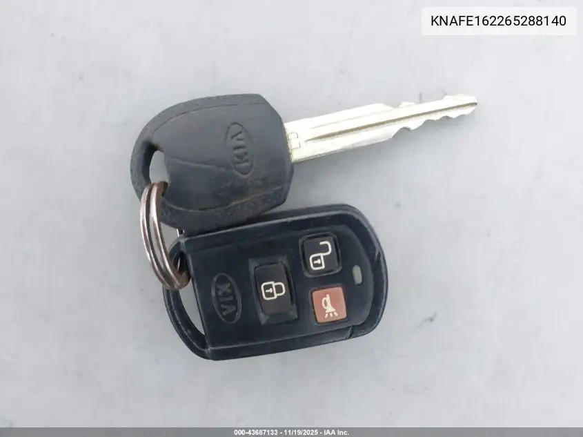 2006 Kia Spectra5 VIN: KNAFE162265288140 Lot: 43687133