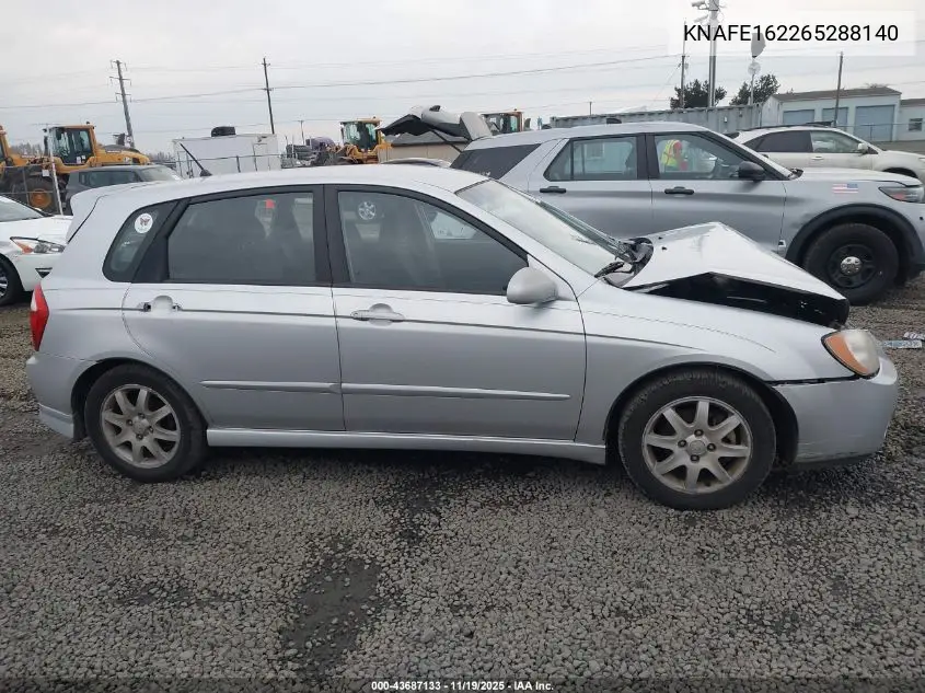 2006 Kia Spectra5 VIN: KNAFE162265288140 Lot: 43687133