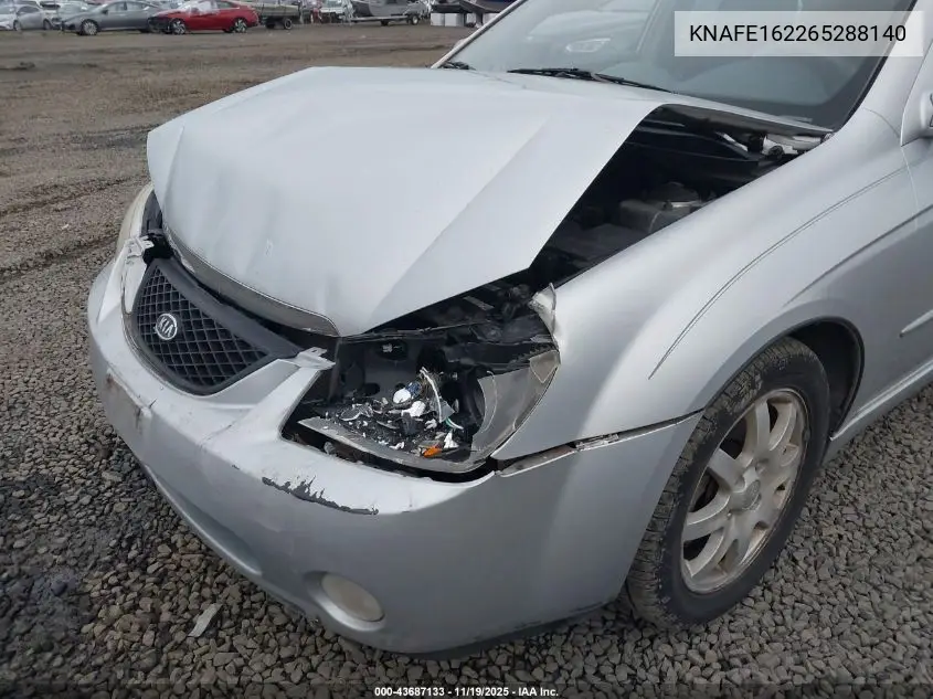 2006 Kia Spectra5 VIN: KNAFE162265288140 Lot: 43687133