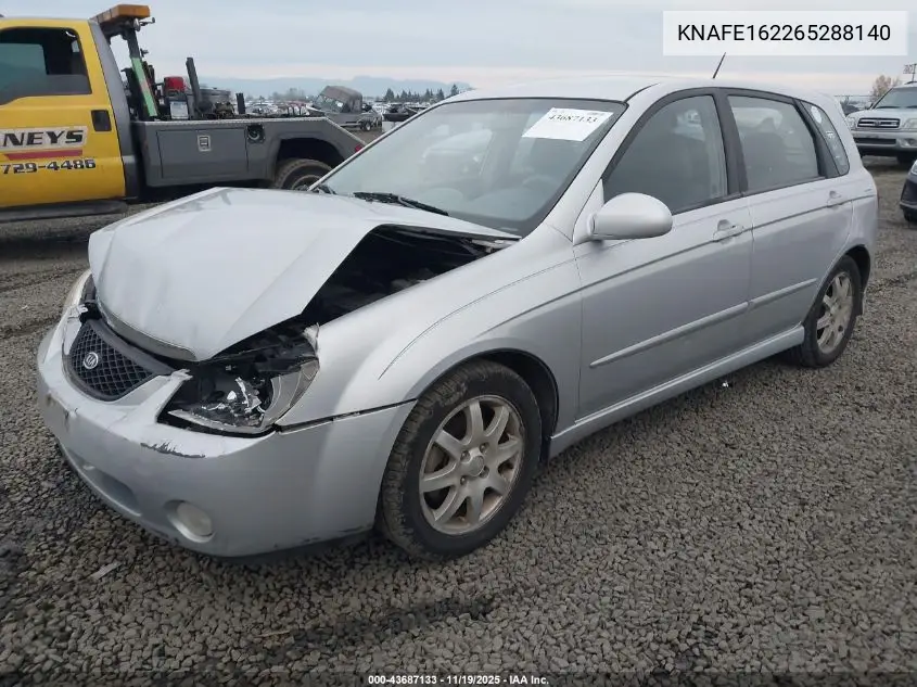 2006 Kia Spectra5 VIN: KNAFE162265288140 Lot: 43687133