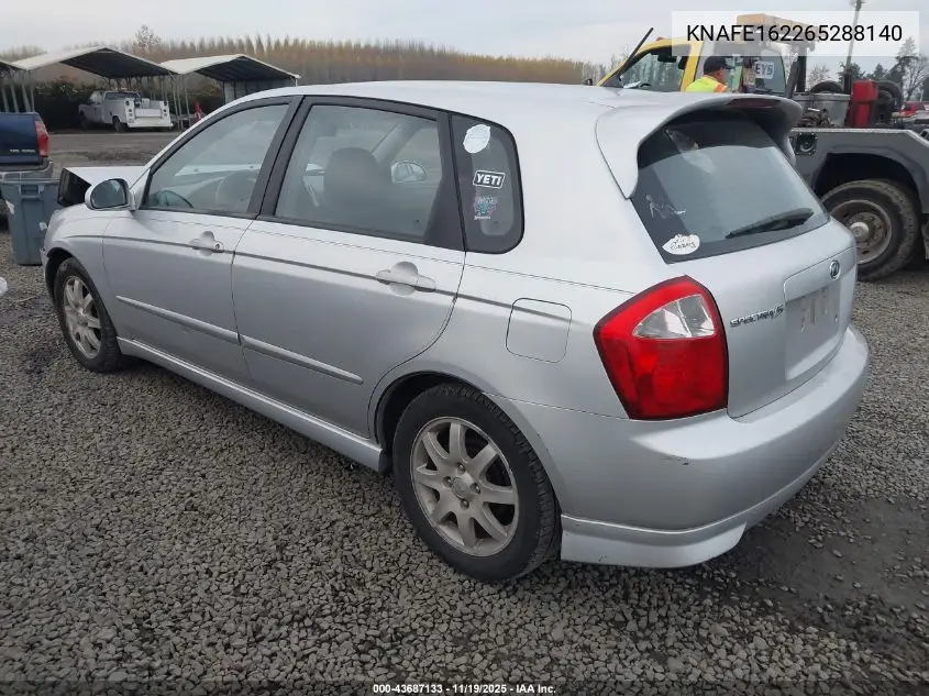 2006 Kia Spectra5 VIN: KNAFE162265288140 Lot: 43687133