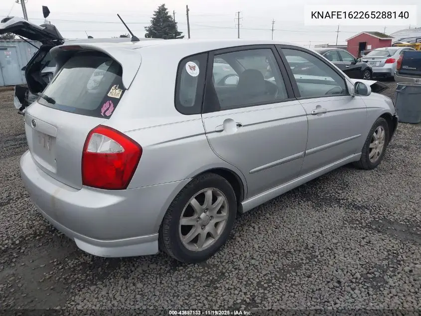 2006 Kia Spectra5 VIN: KNAFE162265288140 Lot: 43687133