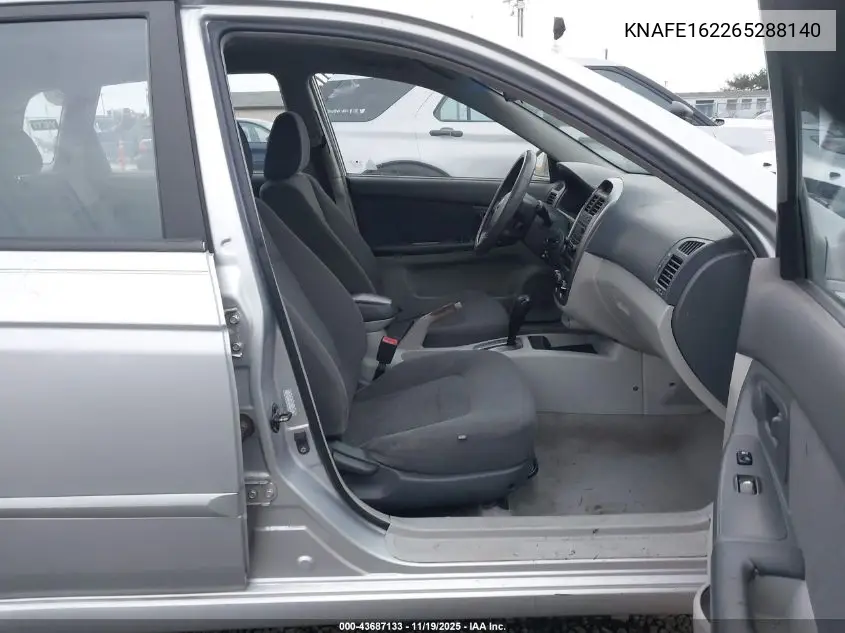 2006 Kia Spectra5 VIN: KNAFE162265288140 Lot: 43687133