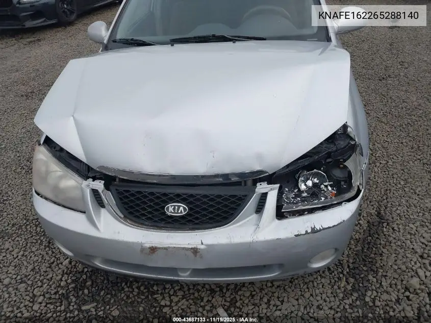 2006 Kia Spectra5 VIN: KNAFE162265288140 Lot: 43687133