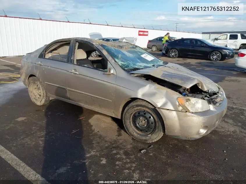 2006 Kia Spectra Ex/Lx/Sx VIN: KNAFE121765312252 Lot: 44236579