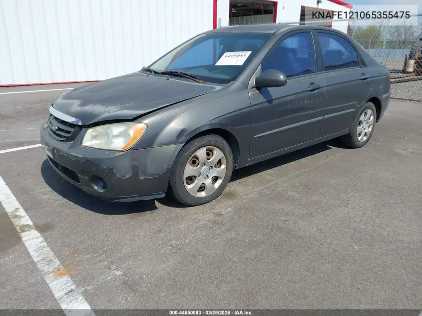 2006 Kia Spectra Ex/Lx/Sx VIN: KNAFE121065355475 Lot: 44650083
