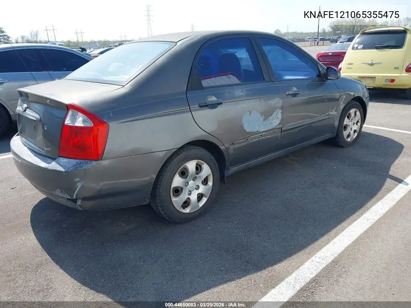 2006 Kia Spectra Ex/Lx/Sx VIN: KNAFE121065355475 Lot: 44650083