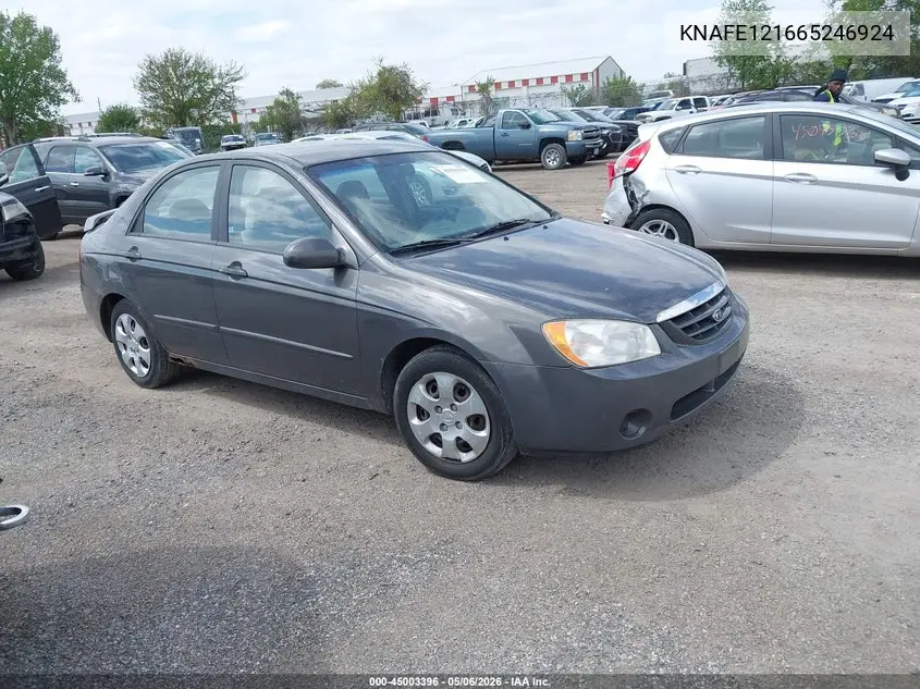 2006 Kia Spectra Ex/Lx/Sx VIN: KNAFE121665246924 Lot: 45003396