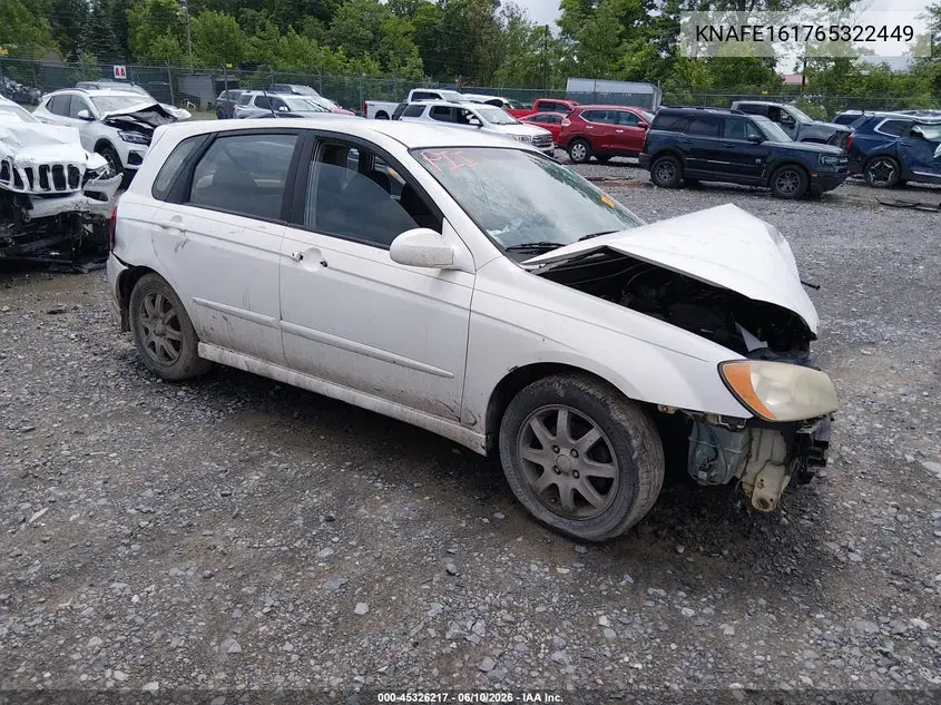 2006 Kia Spectra5 VIN: KNAFE161765322449 Lot: 45326217