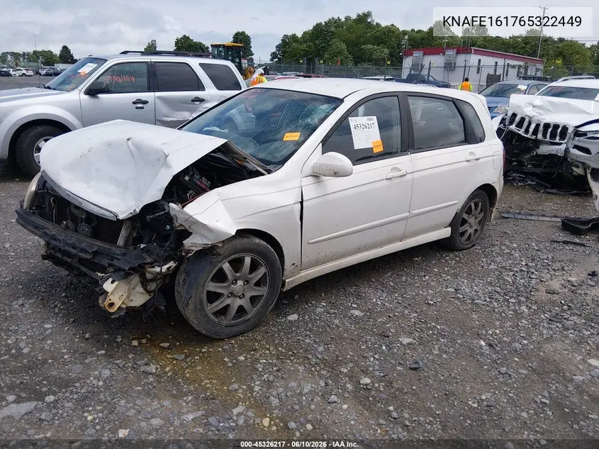 2006 Kia Spectra5 VIN: KNAFE161765322449 Lot: 45326217