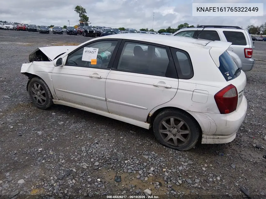 2006 Kia Spectra5 VIN: KNAFE161765322449 Lot: 45326217